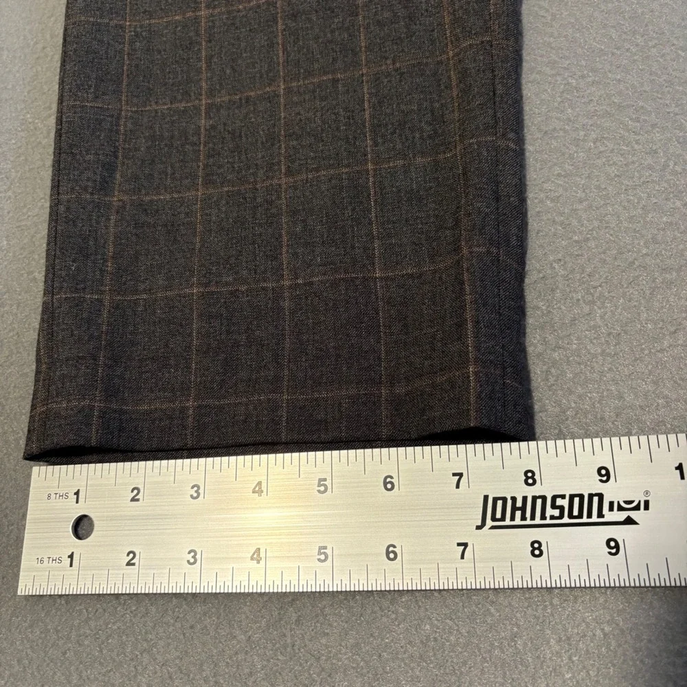 Ralph‎ Lauren Dress Pants Mens 36Wx30L Gray Windowpane Wool Trousers Canada Made